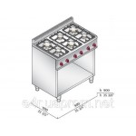Газовая плита с 6 колонками (19,8 кВт)
