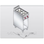 Газовая плита для готовки на медленном огне 2 колонки (9,5кВт) на открытой базе