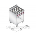 Газовая плита на 4 колонки (13,2 кВт)