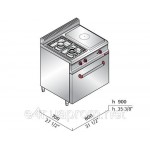 Закрытая плита + газовая плита с 2 колонками (17,5) + духовка (4 кВт)