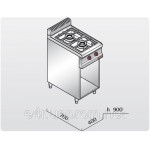 Газовая плита для готовки на медленном огне  с 2 колонками (9,5 кВт) на открытой базе без фундамента