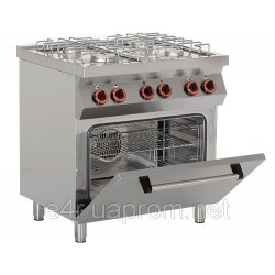 Газовая плита с 4 колонками (19 кВт) +  с электрической конвекционной духовкой (3 кВт)