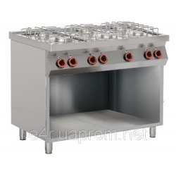 Газовая плита с 6 колонками (28,5 кВт) + с электрической конвекционной духовкой (3 кВт) на открытой базе