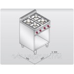 Газовая плита с 4 колонками (19 кВт) + электрическая конвекционная духовка (3 кВт) с теплоизоляц. свойств.