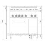 Газовая плита с 6 колонками (19,8 кВт) + электр. конв. духовка (3 кВт), теплоиз.+открытая база