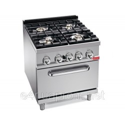 Газовая плита с 6 колонками (26 кВт) + статист.эл. дух (7,5кВт), тепл.+откр база