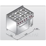 Газовая плита с 6 колонками (36 кВт) + газовая духовка (4 кВт) с теплоиз.