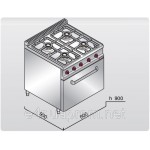 Газовая плита с 4 колонками (24 кВт) + газовая духовка (4 кВт) с теплоизоляцией