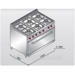 Газовая плита с 6 колонками (36 кВт) + газовая духовка (12 кВт) с теплоизоляцией