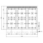Газовая плита с 6 колонками (41,5 кВт) + газовая духовка (7,8 кВт) с теплоизоляцией