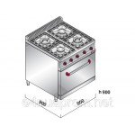 Газовая плита с 4 колонками (26 кВт) +газ. дух (7,8 кВт), тепл.