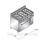 Газовая плита с 6 колонками (19,8 кВт) +газ. дух (4 кВт), тепл.