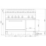 Газовая плита с 6 колонками (19,8 кВт) +газ. дух (4 кВт), тепл.