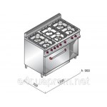 Газовая плита с 6 колонками (19,8 кВт) +газ. дух (7,8 кВт), теплоиз.