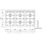 Газовая плита с 6 колонками (19,8 кВт) +газ. дух (7,8 кВт), теплоиз.