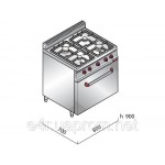 Газовая плита с 4 колонками (13,2 кВт) +газ. дух (4 кВт) с теплоиз.