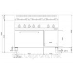 Газовая плита с 6 колонками (19,8 кВт) + эл. конв. дух (3,5 кВт) с теплоиз.+ откр.база