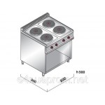 Электрическая плита с 4 колонками (14 кВт) на открытой базе